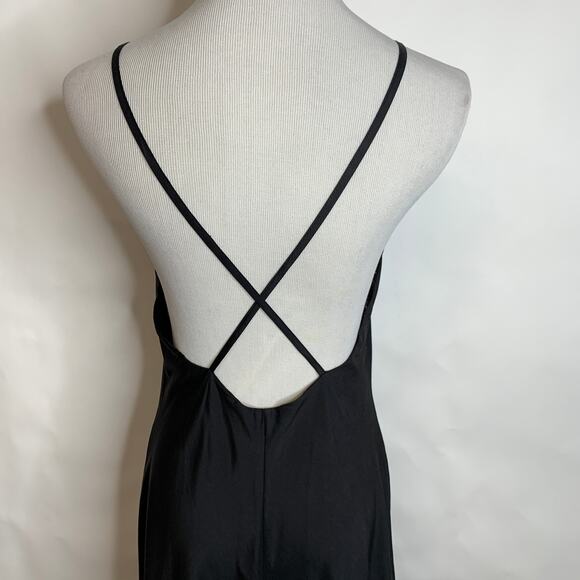 Avec Les Filles Black Slip Dress Cross Straps Sz Small - Picture 5 of 9
